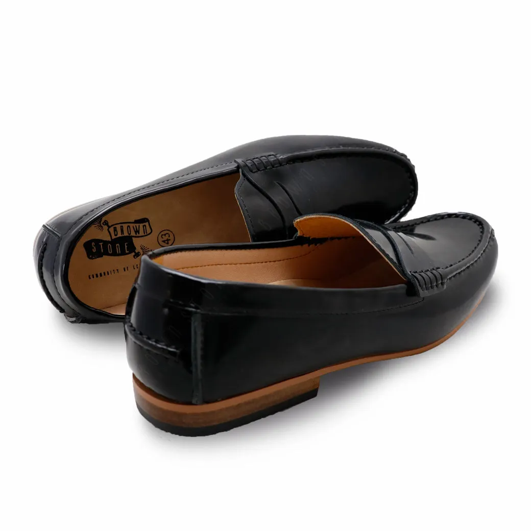 Penny Leather Loafer European Brush Off Clear Matte Black