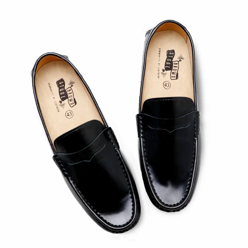 Penny Leather Loafer European Brush Off Clear Matte Black