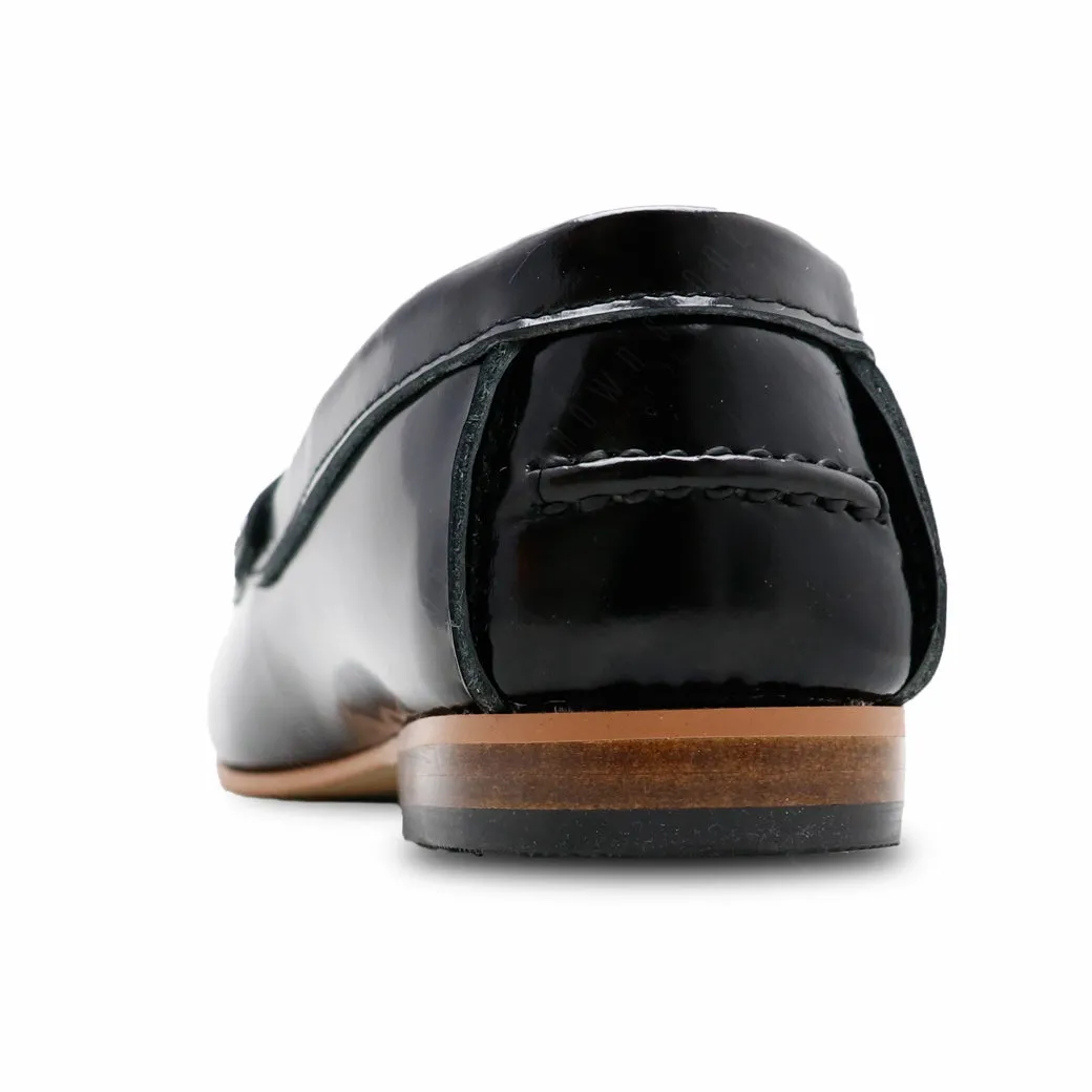 Penny Leather Loafer European Brush Off Clear Matte Black