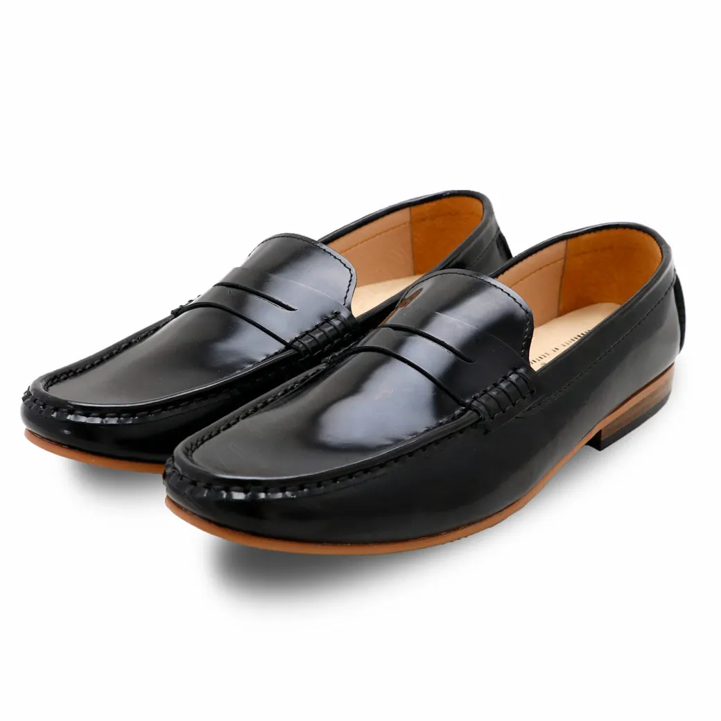 Penny Leather Loafer European Brush Off Clear Matte Black