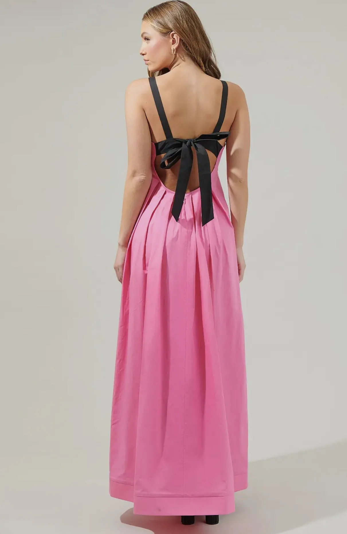 Pink Pleated Maxi Dress