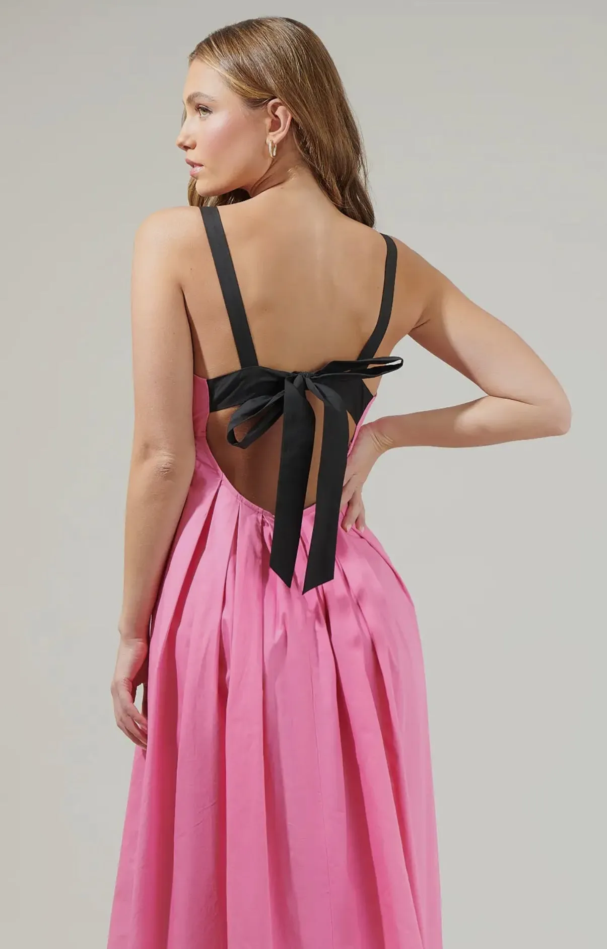 Pink Pleated Maxi Dress