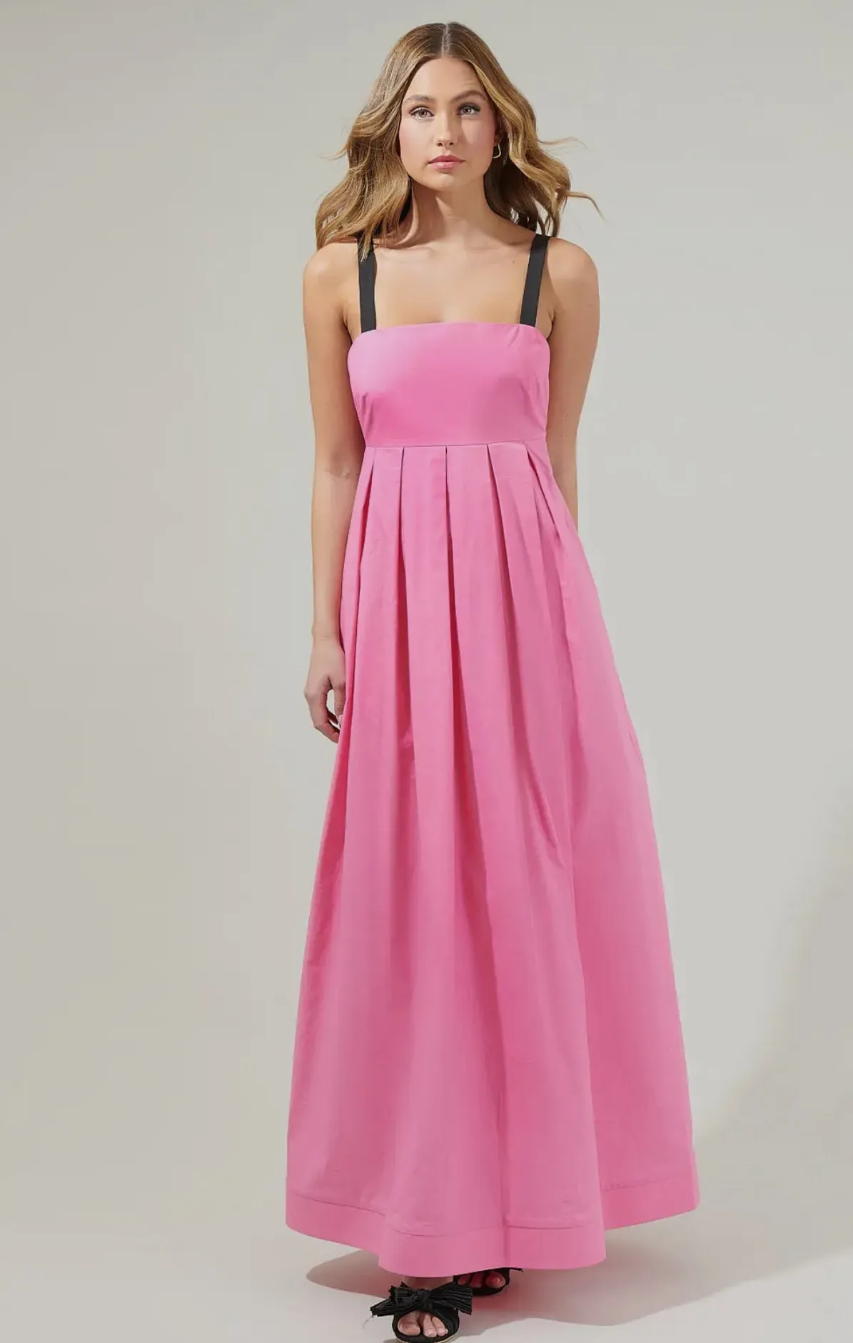 Pink Pleated Maxi Dress