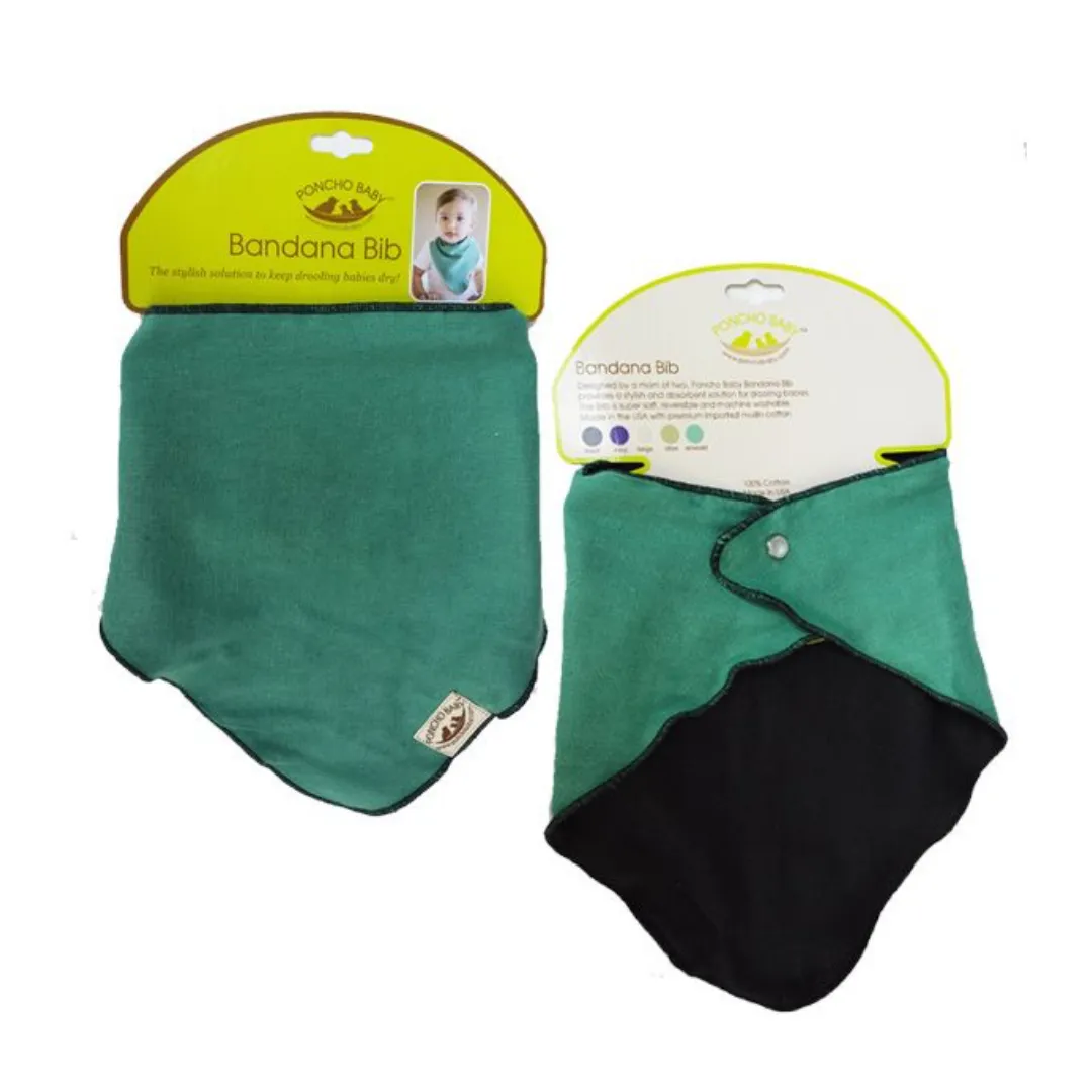 Poncho Baby Classic Bandana Bib - Reversible Emerald/Black