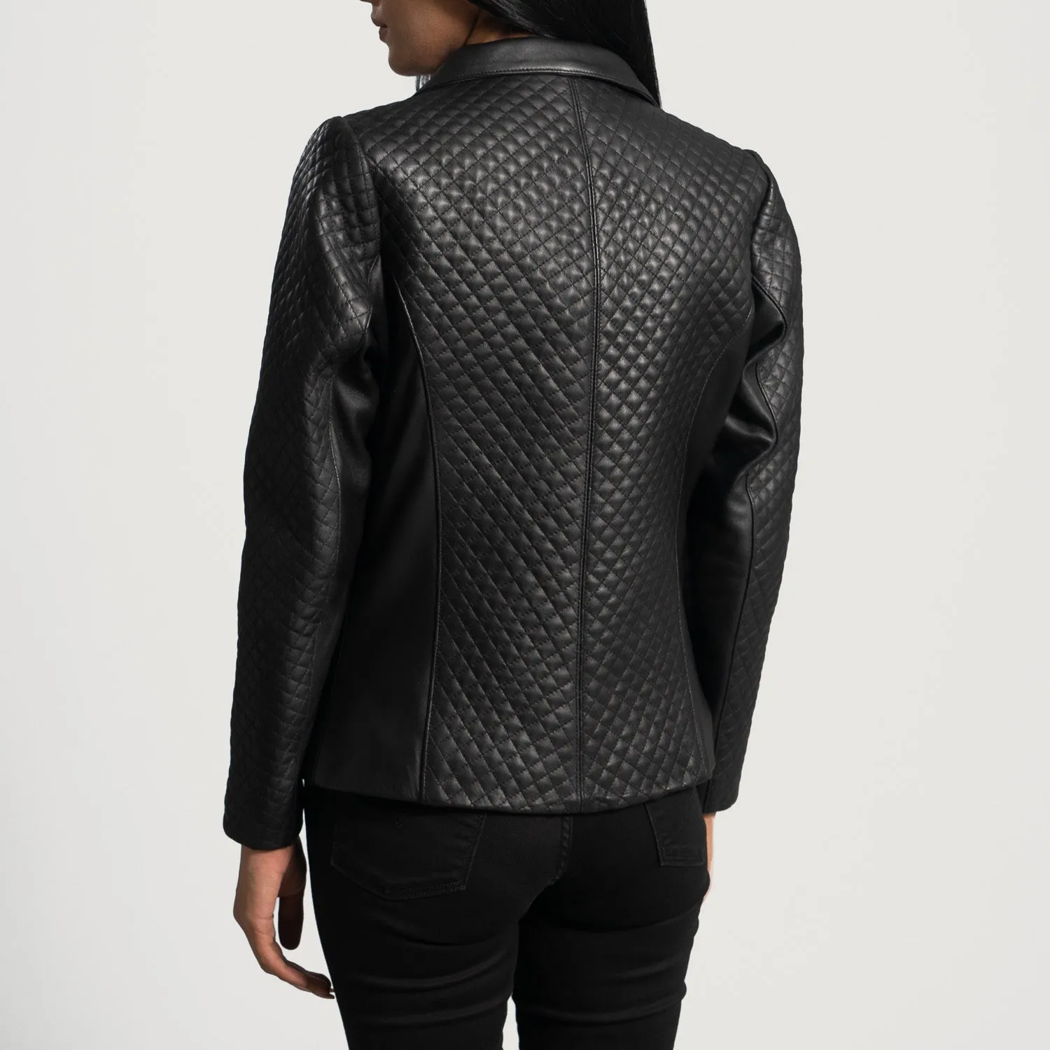 Quilted Black Leather Blazer by TJS