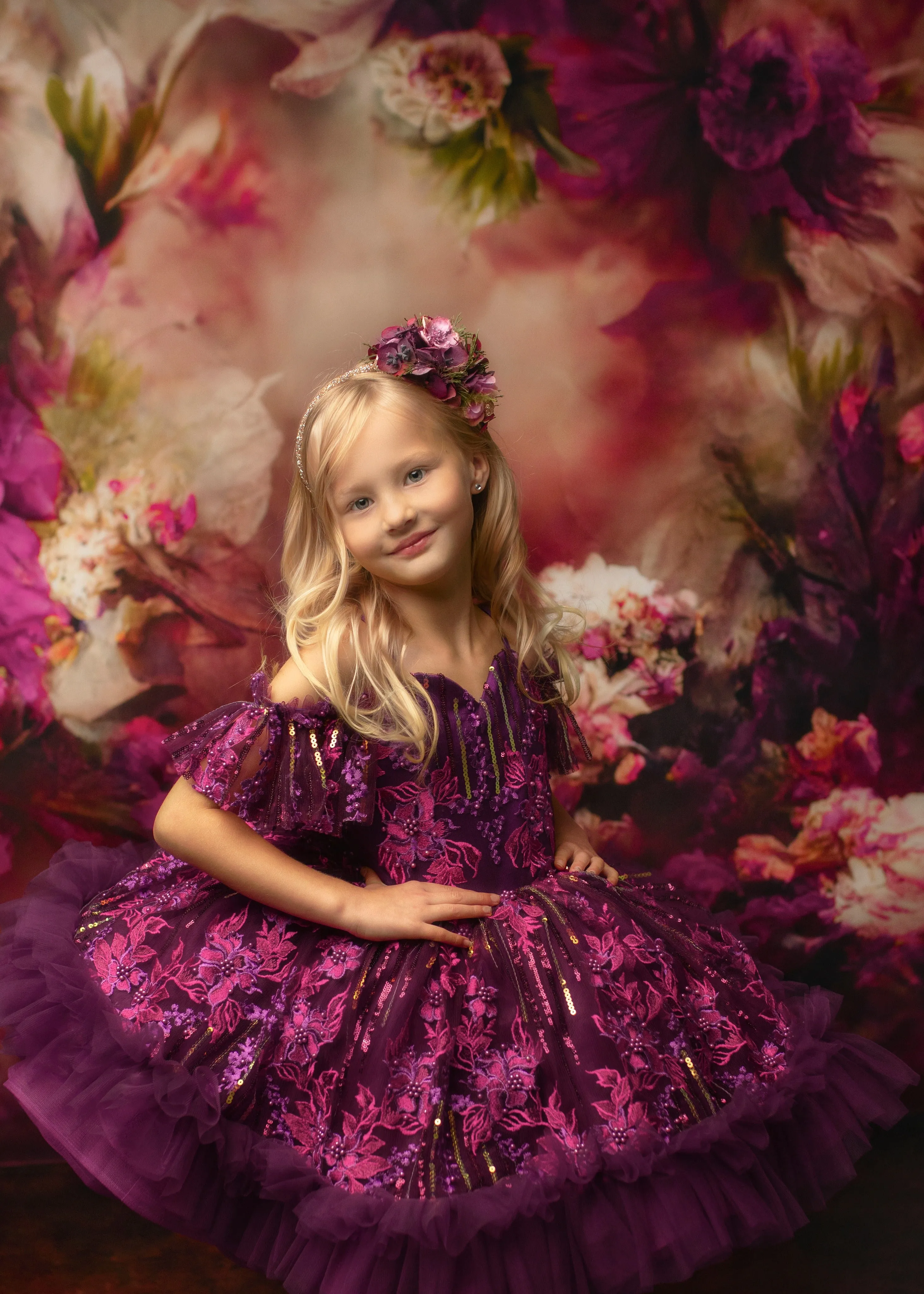 "Cotton Candy"- purple haze petal Length Dress ( 5 Year - 6 Year)