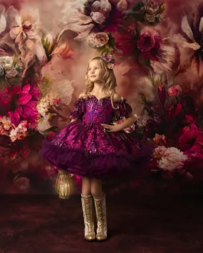 "Cotton Candy"- purple haze petal Length Dress ( 5 Year - 6 Year)