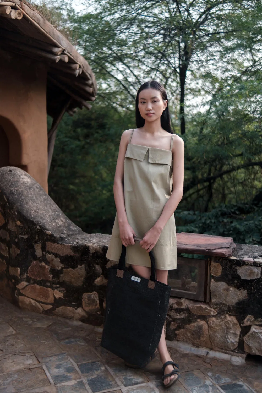 Rachel Slip Dress-Khaki