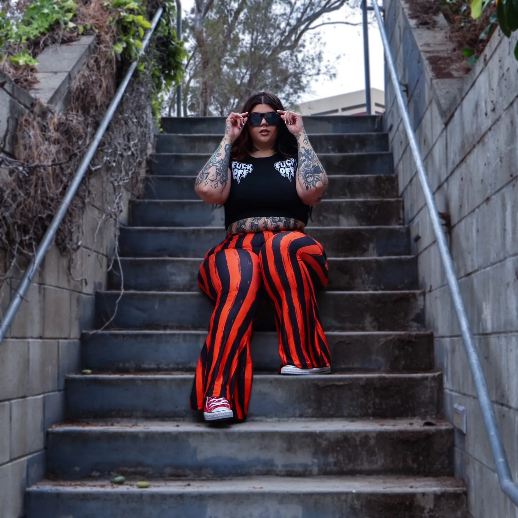 Red And Black Striped Hellz Bellz Flares