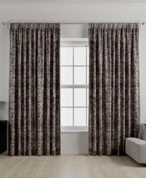 Renaissance Charcoal Grey Printed Velvet Curtains