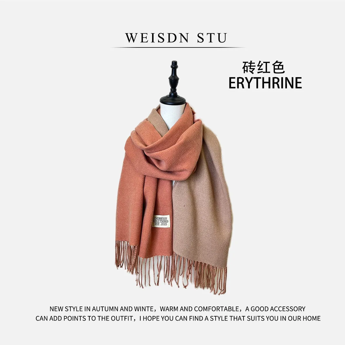 Reversible Double-faced Big Poncho Australian Wool Feel Scarf