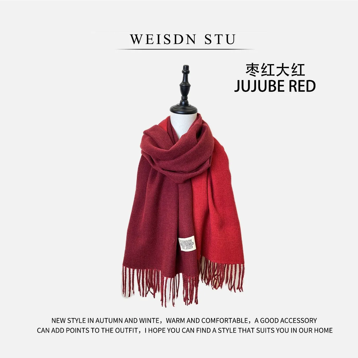 Reversible Double-faced Big Poncho Australian Wool Feel Scarf