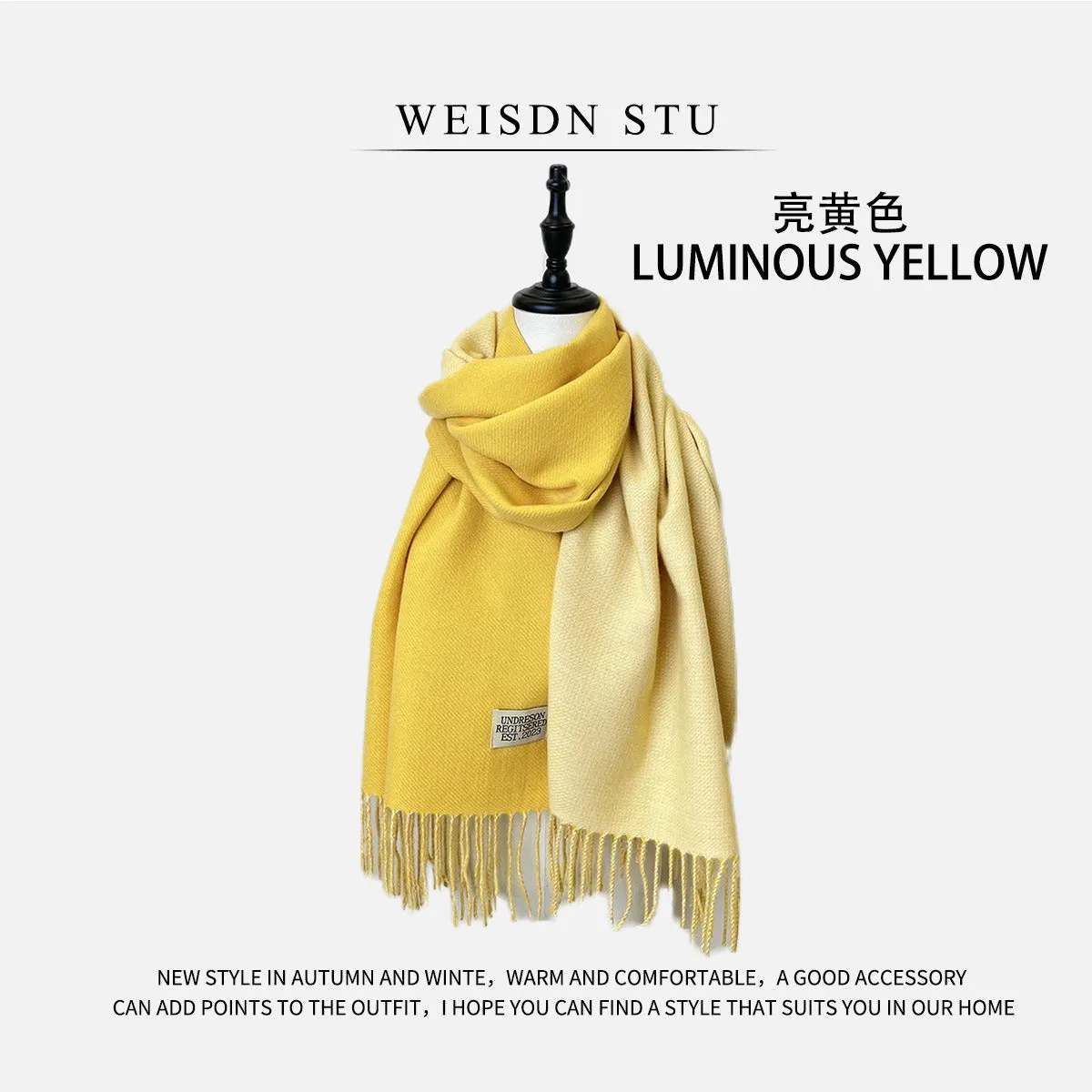Reversible Double-faced Big Poncho Australian Wool Feel Scarf