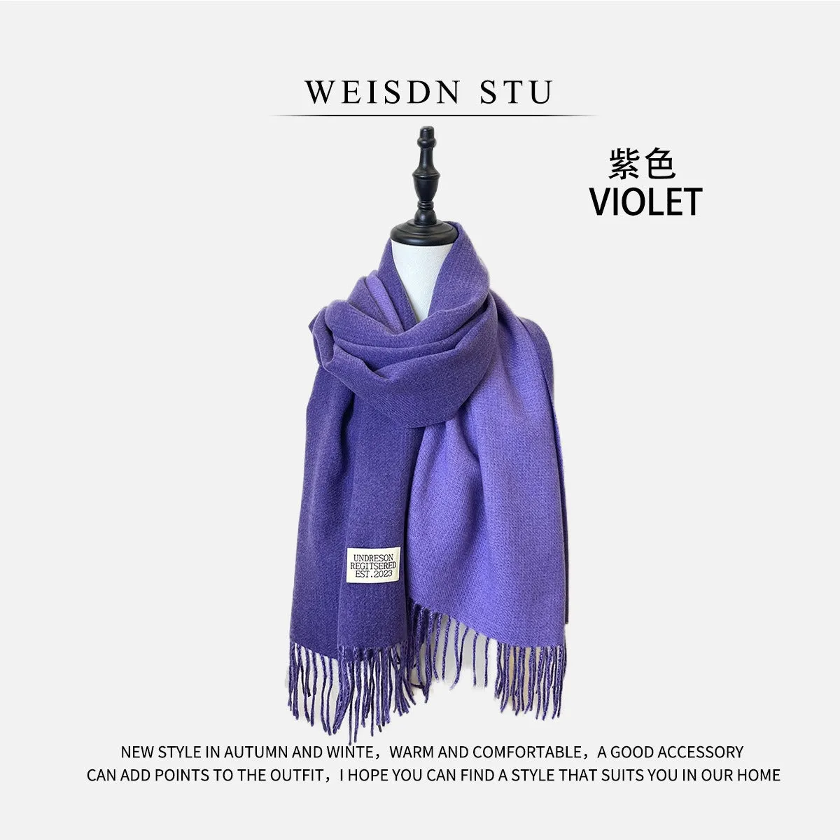 Reversible Double-faced Big Poncho Australian Wool Feel Scarf