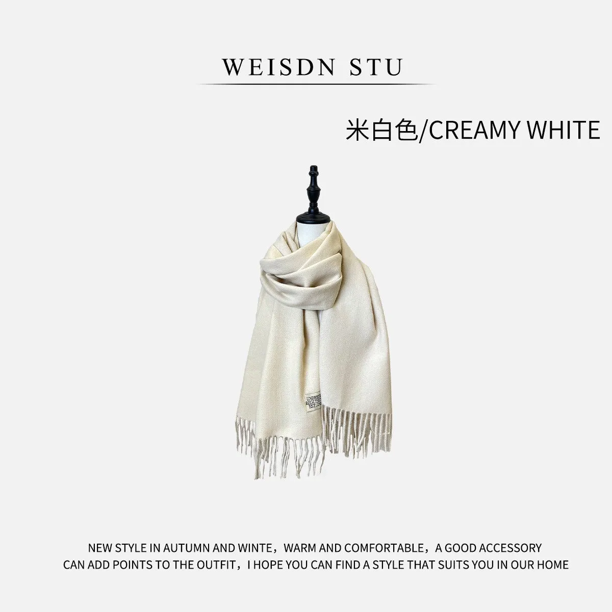 Reversible Double-faced Big Poncho Australian Wool Feel Scarf