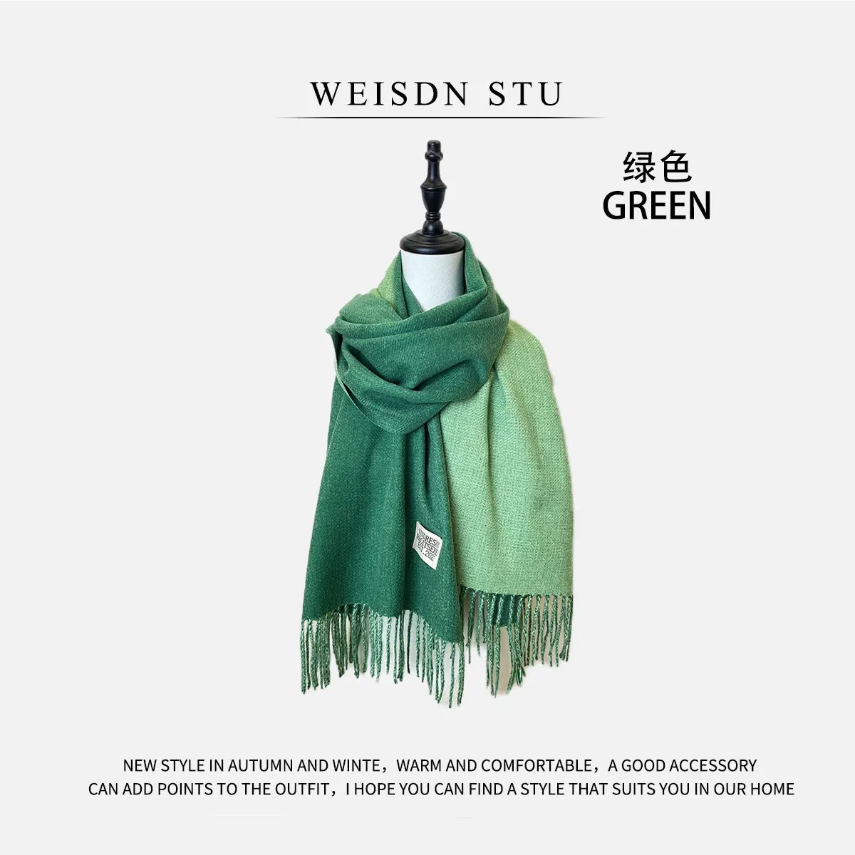 Reversible Double-faced Big Poncho Australian Wool Feel Scarf