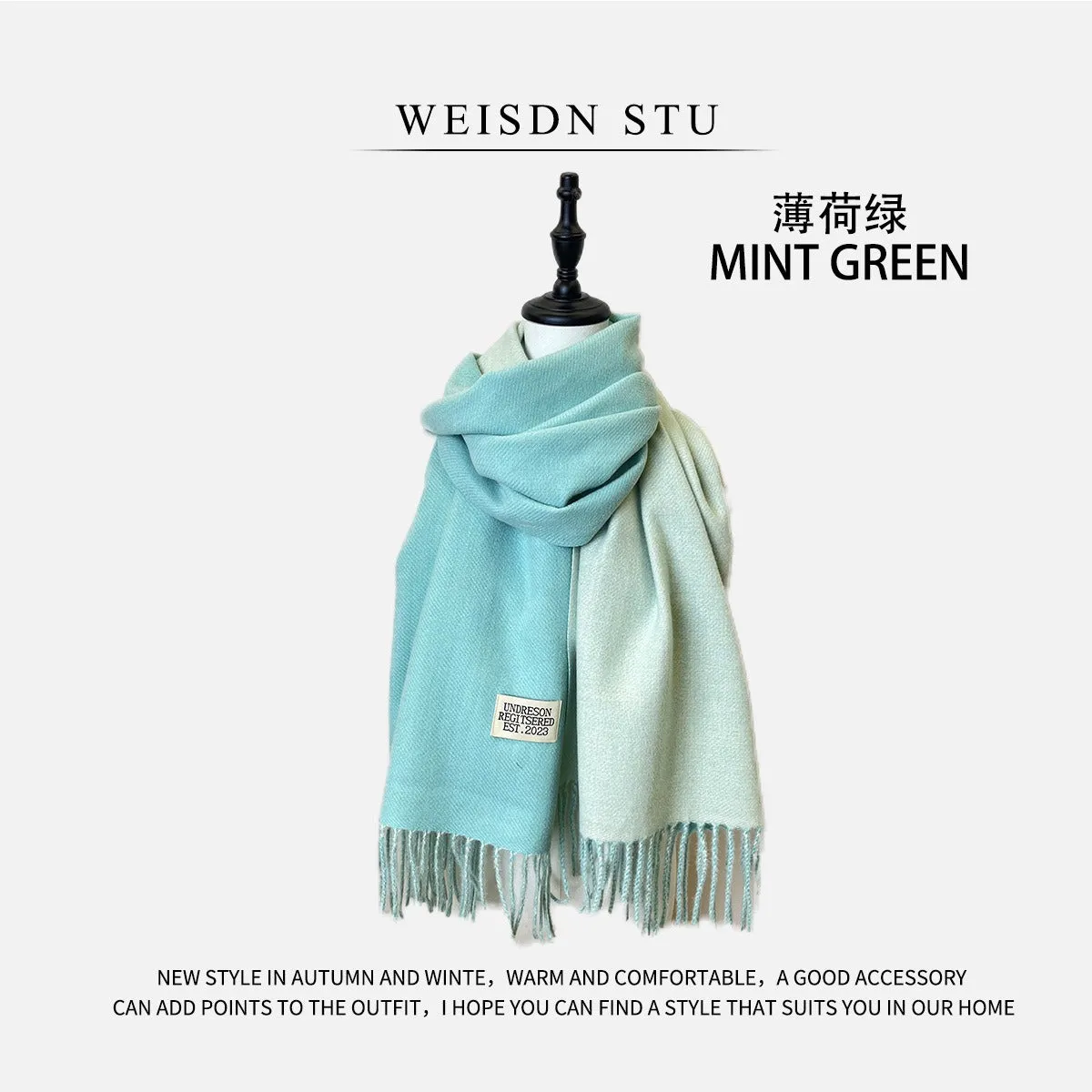 Reversible Double-faced Big Poncho Australian Wool Feel Scarf