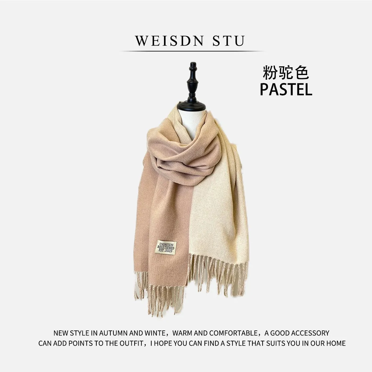 Reversible Double-faced Big Poncho Australian Wool Feel Scarf