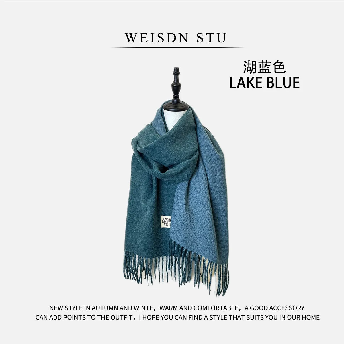 Reversible Double-faced Big Poncho Australian Wool Feel Scarf