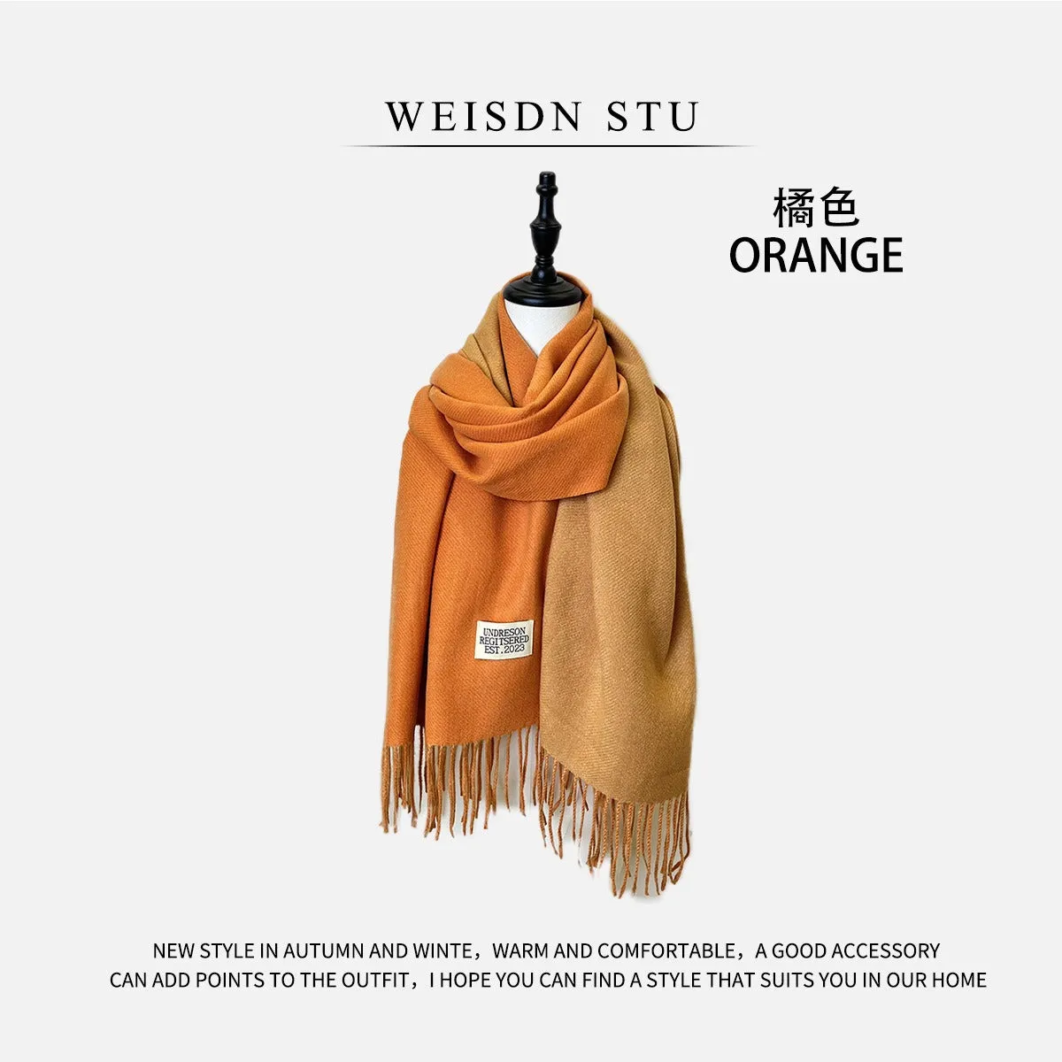 Reversible Double-faced Big Poncho Australian Wool Feel Scarf