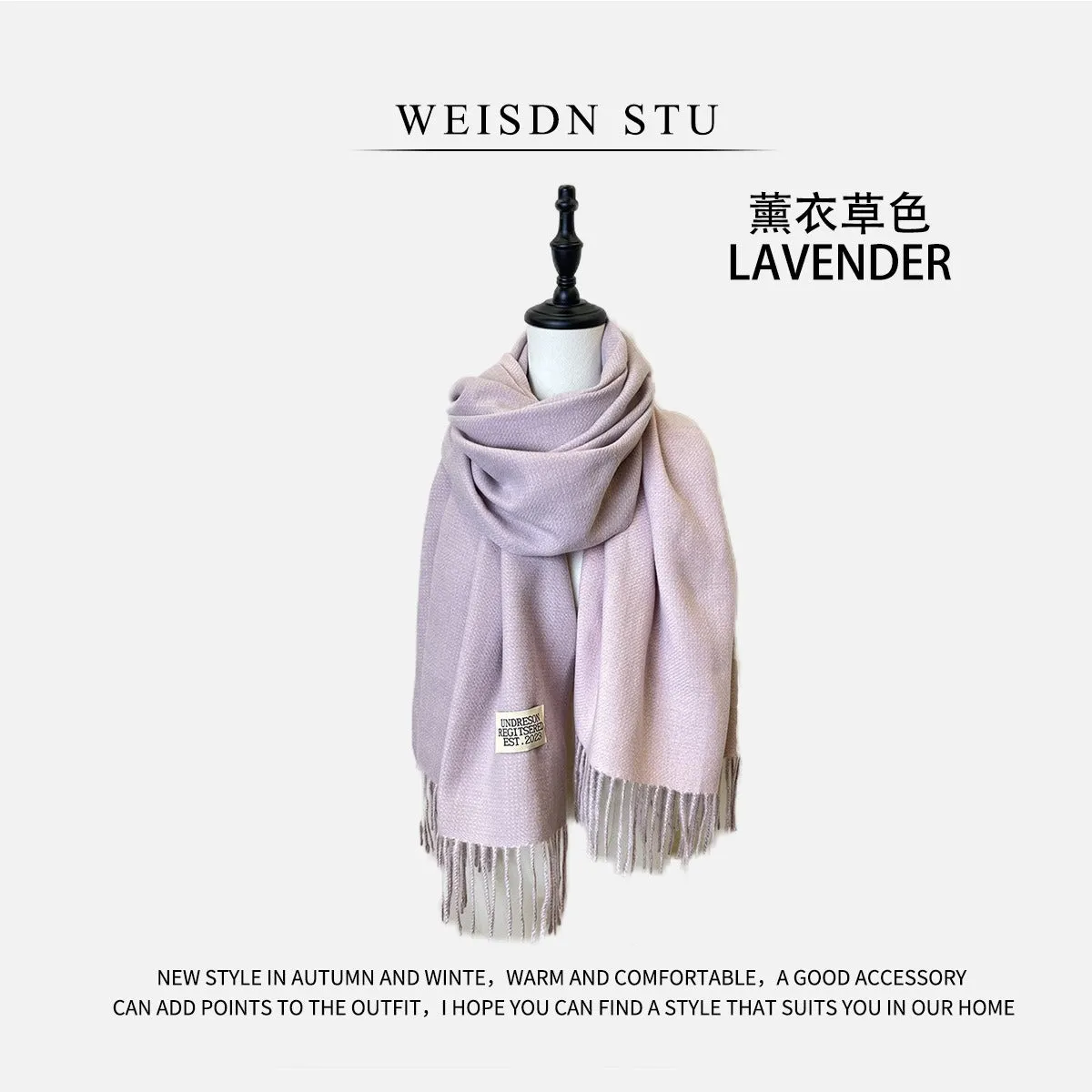 Reversible Double-faced Big Poncho Australian Wool Feel Scarf