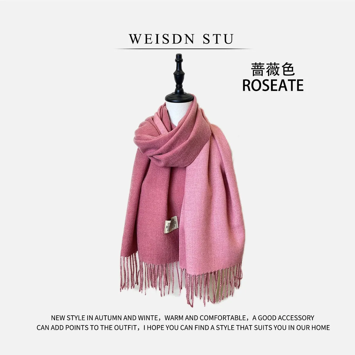 Reversible Double-faced Big Poncho Australian Wool Feel Scarf