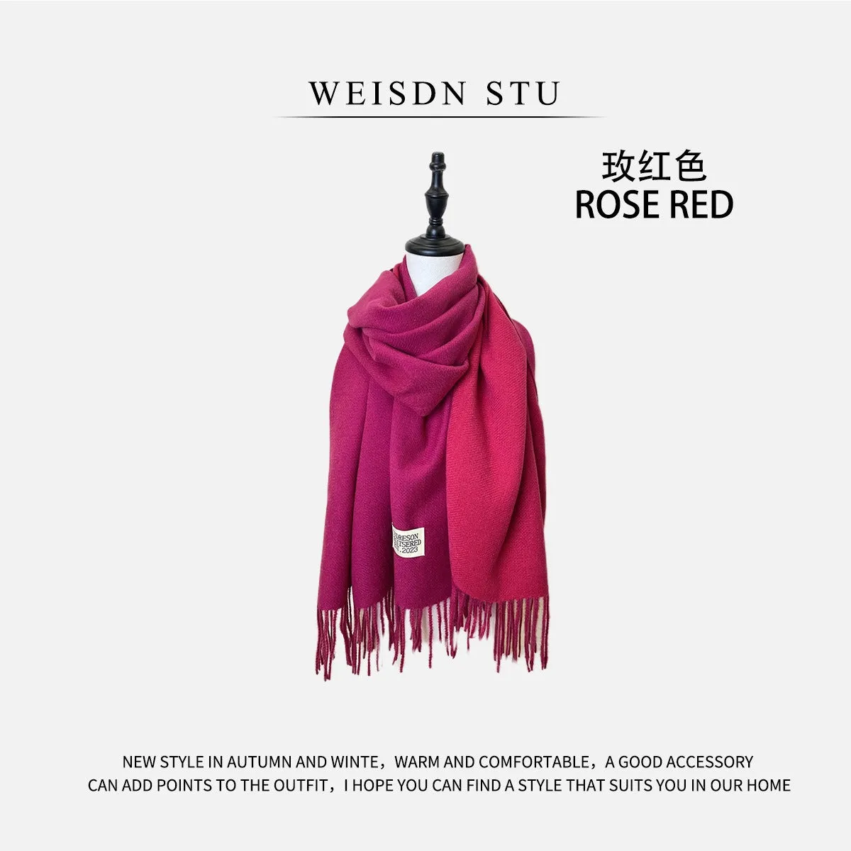 Reversible Double-faced Big Poncho Australian Wool Feel Scarf
