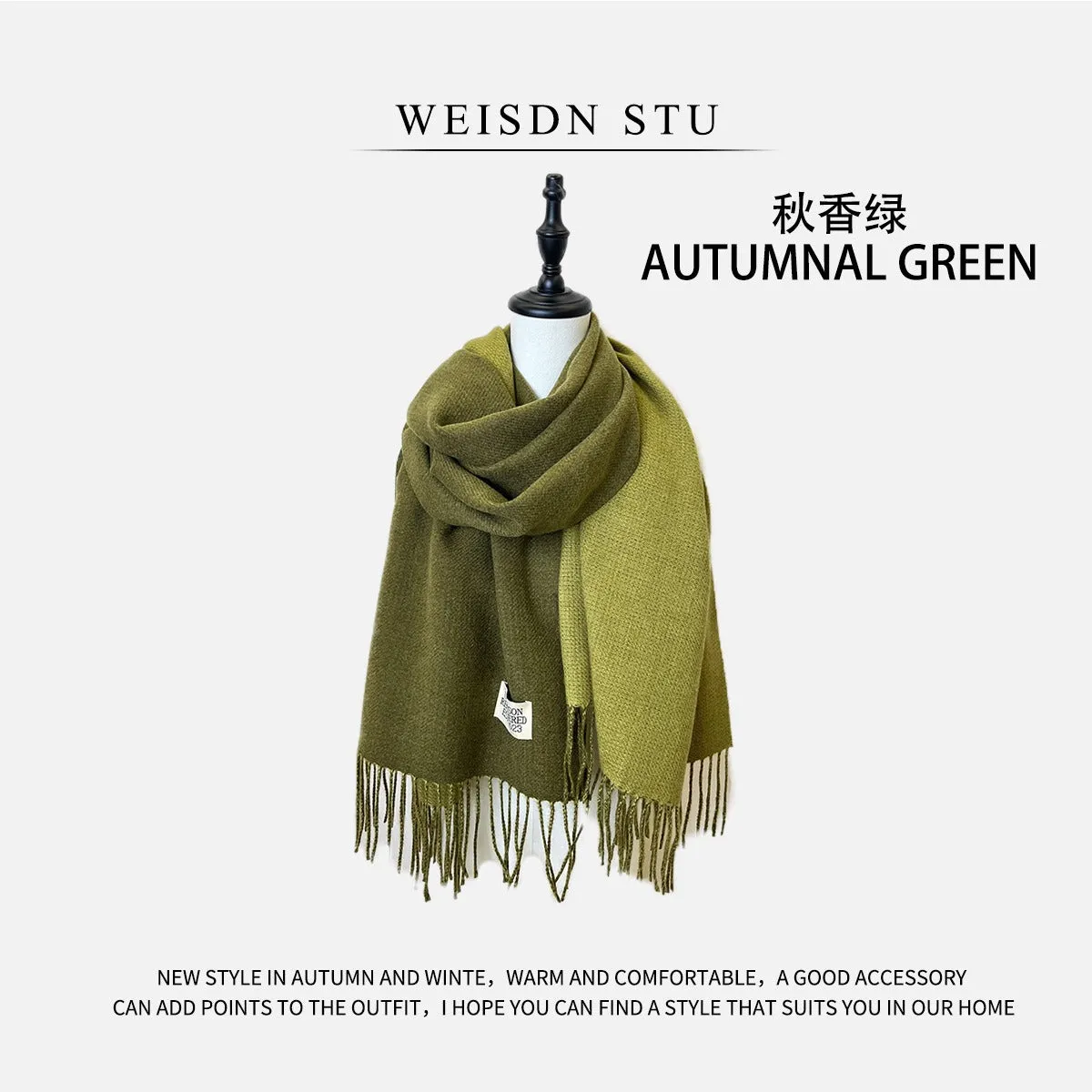 Reversible Double-faced Big Poncho Australian Wool Feel Scarf