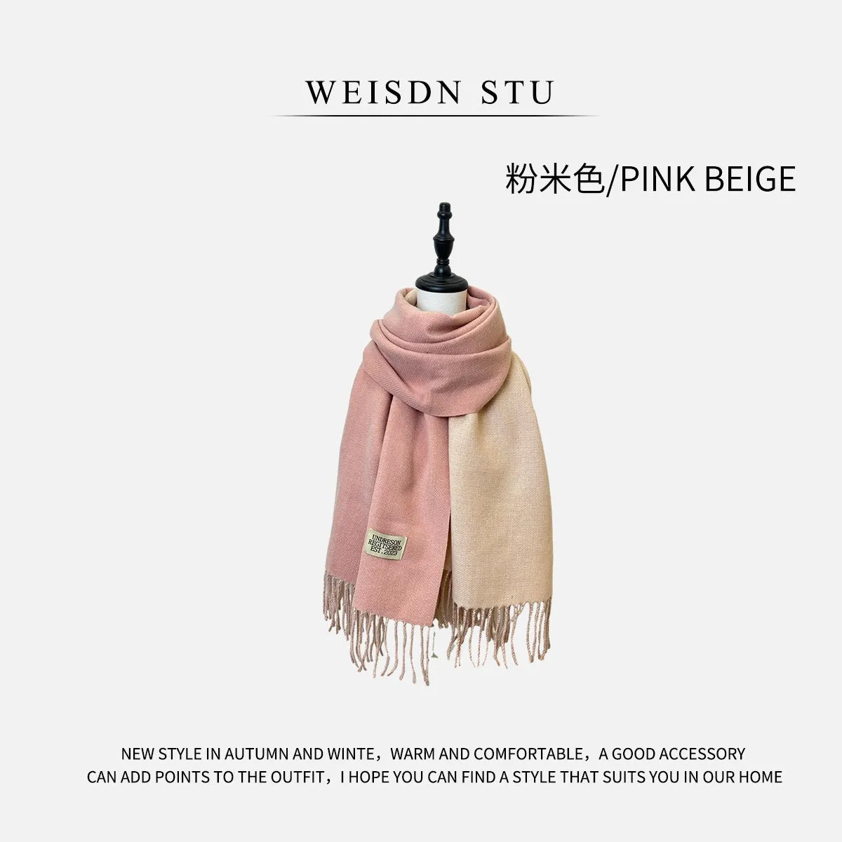 Reversible Double-faced Big Poncho Australian Wool Feel Scarf