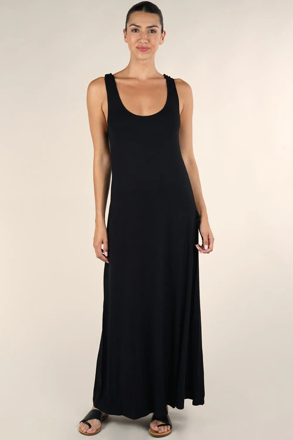 Scoopneck Crochet Racerback Sleeveless Maxi Dress