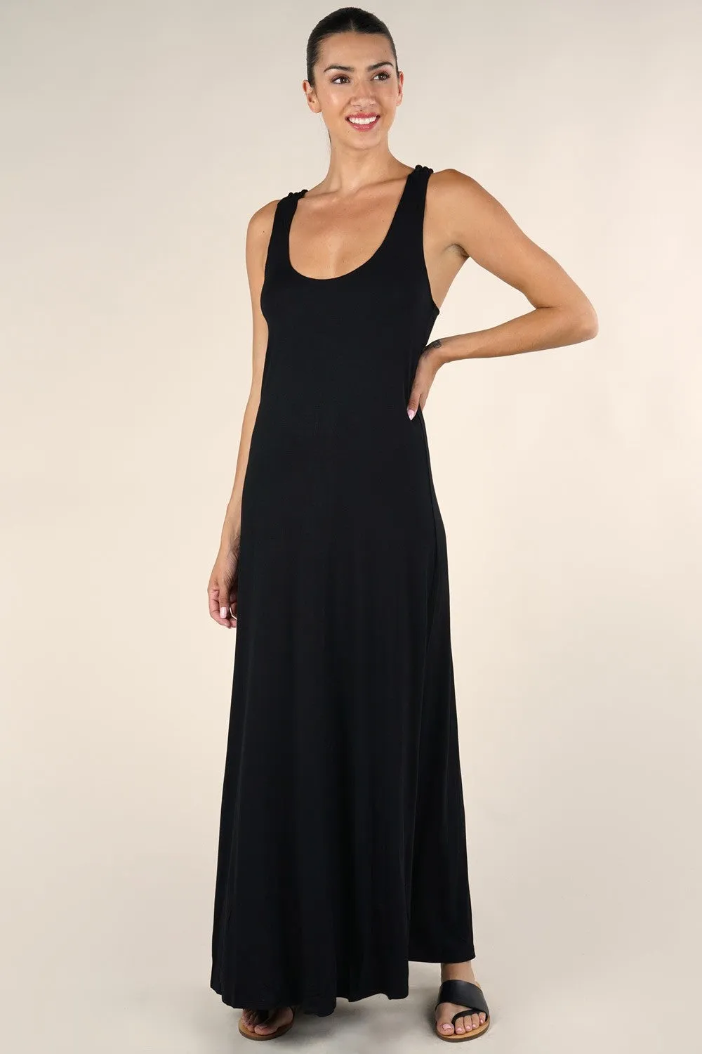 Scoopneck Crochet Racerback Sleeveless Maxi Dress