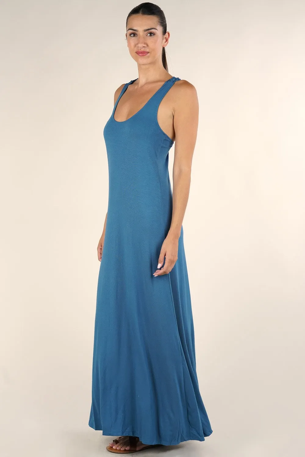 Scoopneck Crochet Racerback Sleeveless Maxi Dress