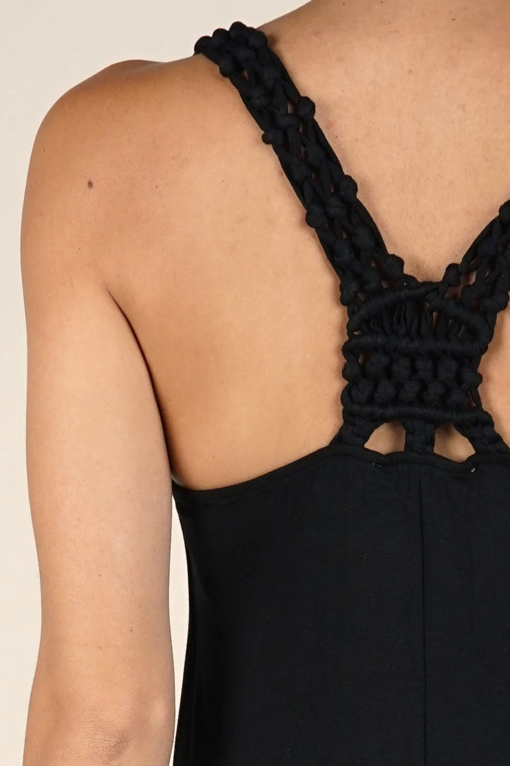 Scoopneck Crochet Racerback Sleeveless Maxi Dress