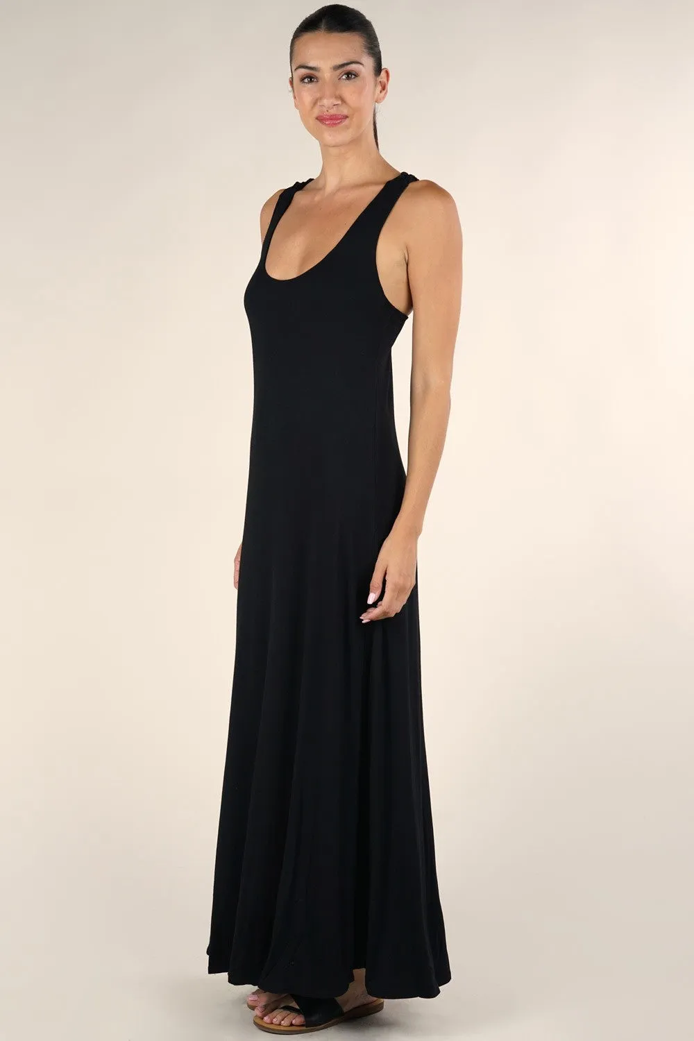 Scoopneck Crochet Racerback Sleeveless Maxi Dress