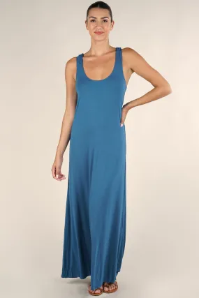 Scoopneck Crochet Racerback Sleeveless Maxi Dress