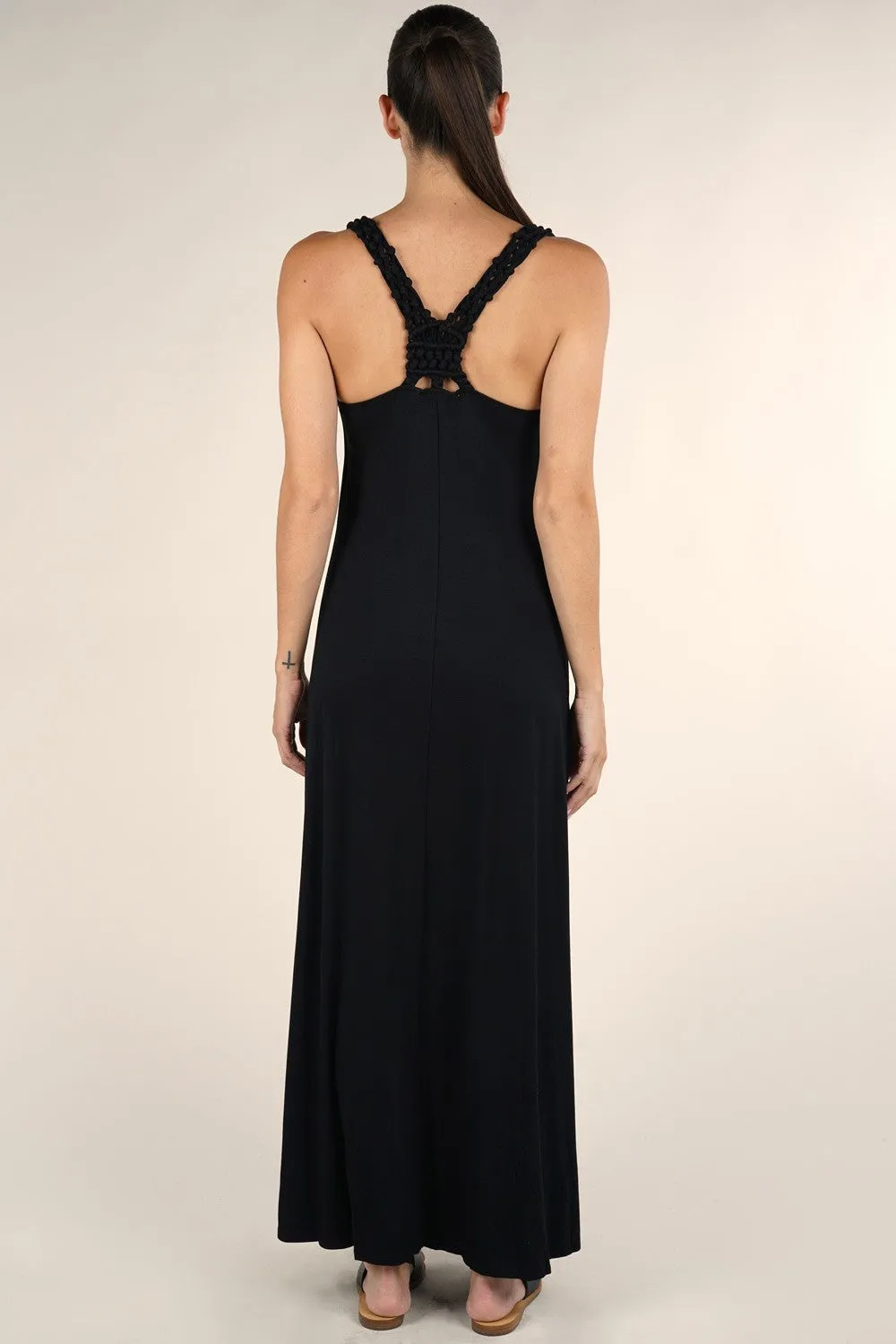 Scoopneck Crochet Racerback Sleeveless Maxi Dress