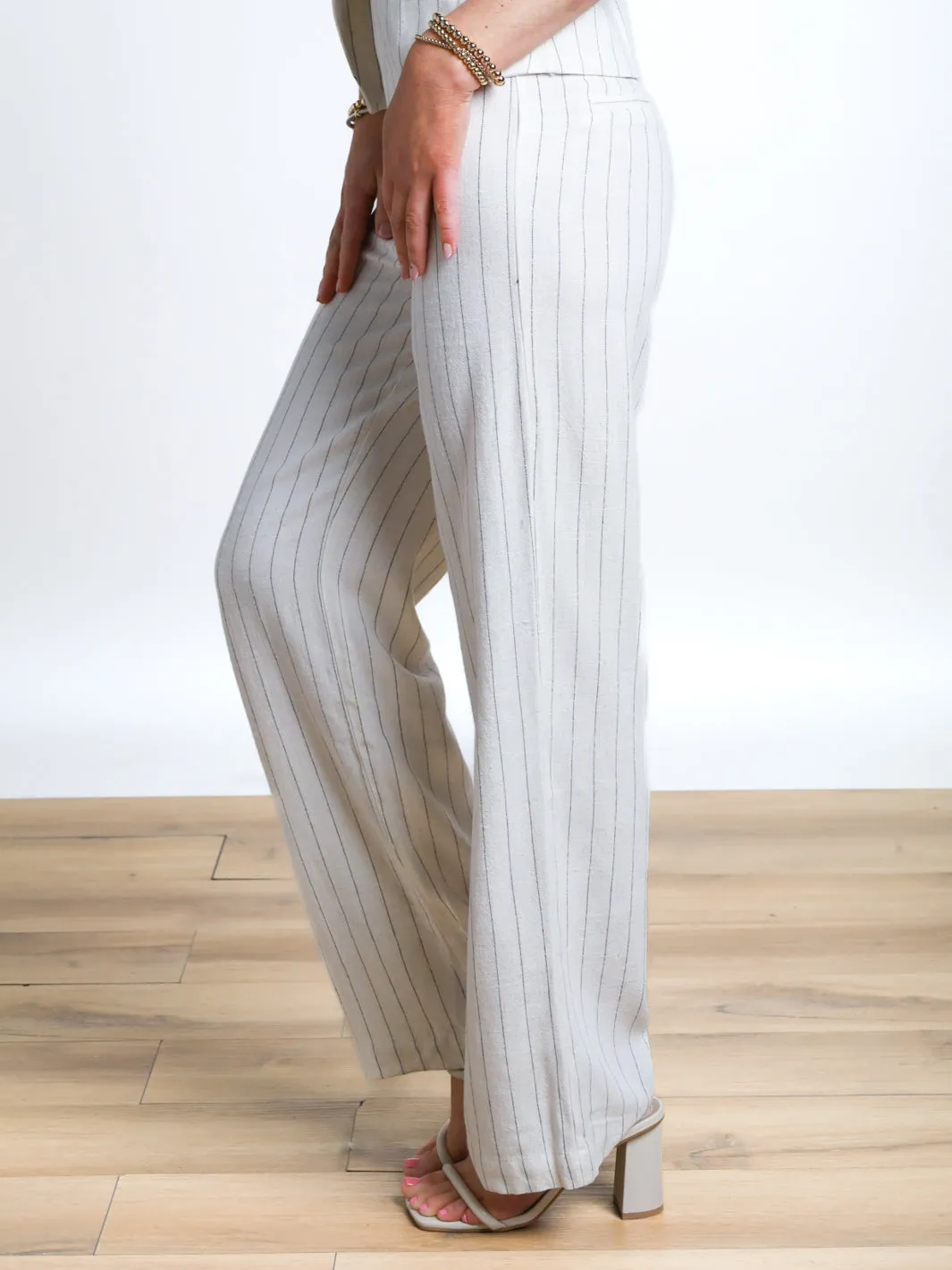 Sealed My Fate High Waist Pinstripe Linen Pants