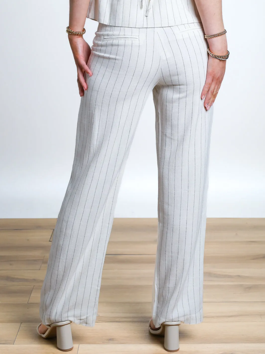 Sealed My Fate High Waist Pinstripe Linen Pants