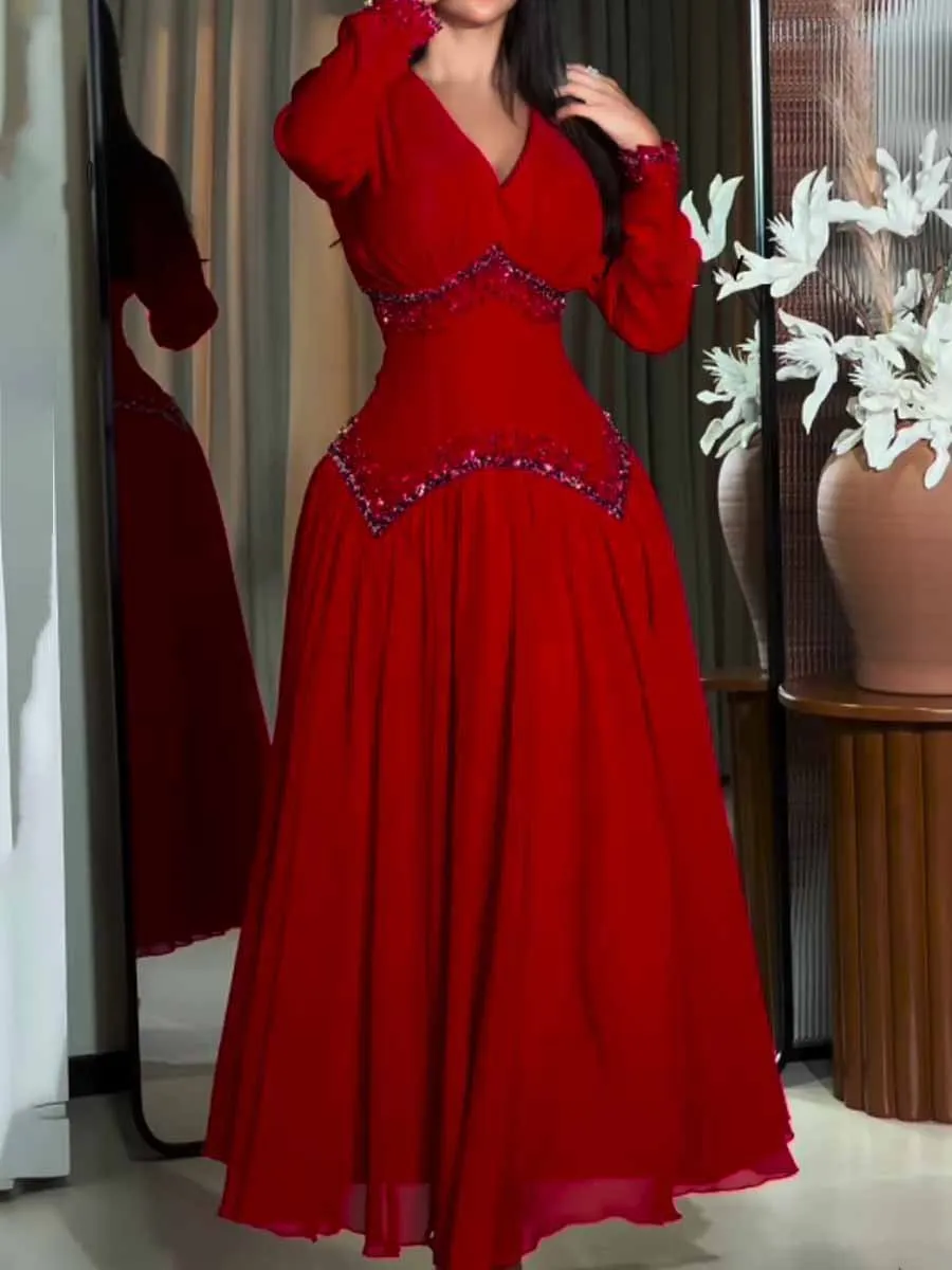 Sexy V Neck Rhinestone Sparkle Party Dress