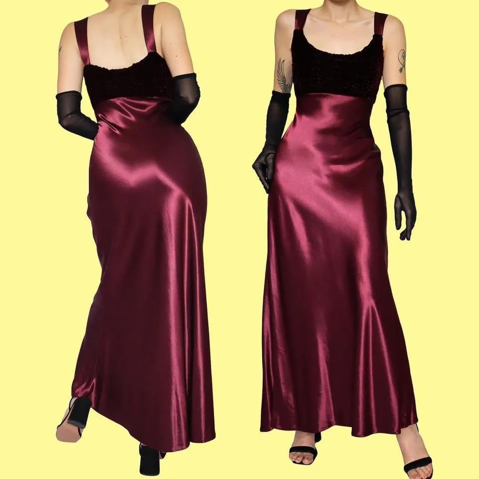 Silky red slip evening dress UK 14