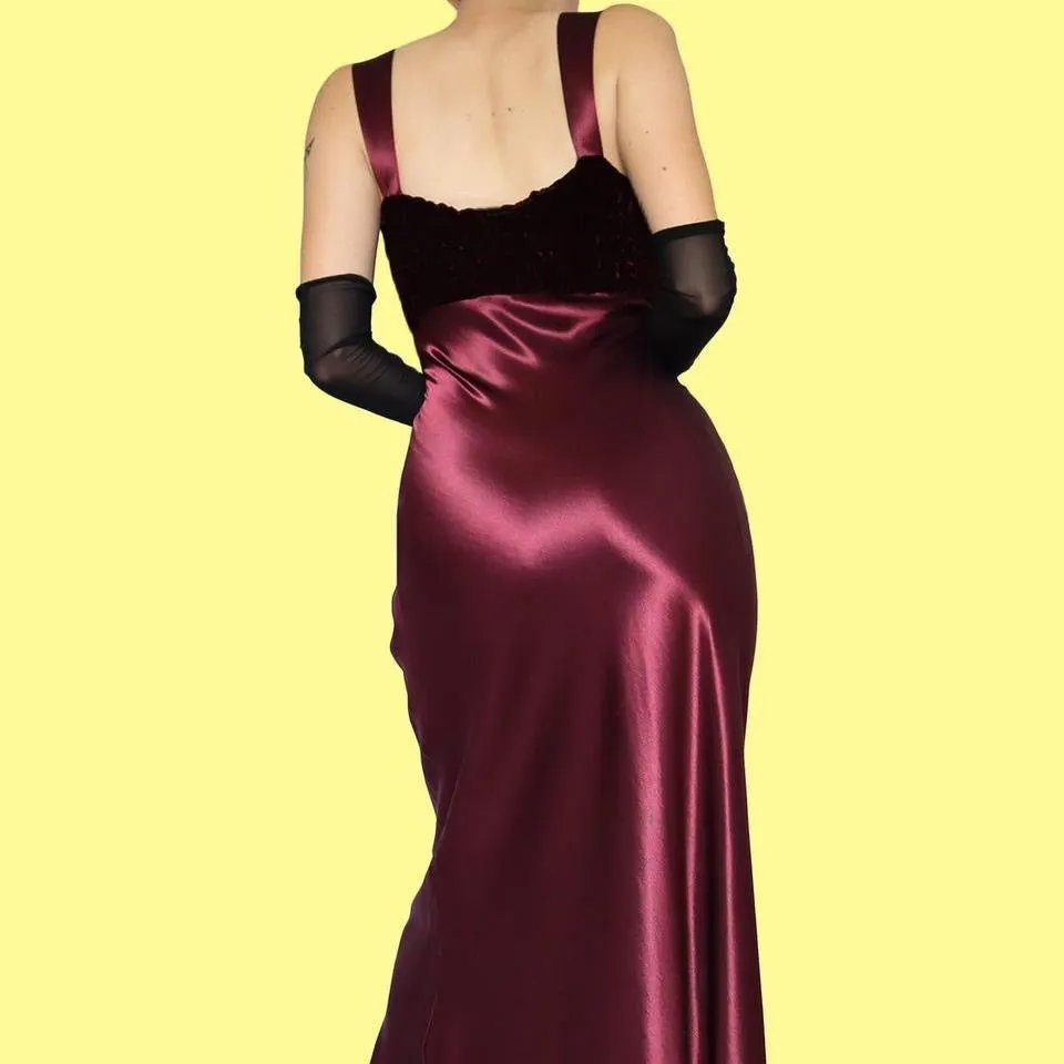 Silky red slip evening dress UK 14