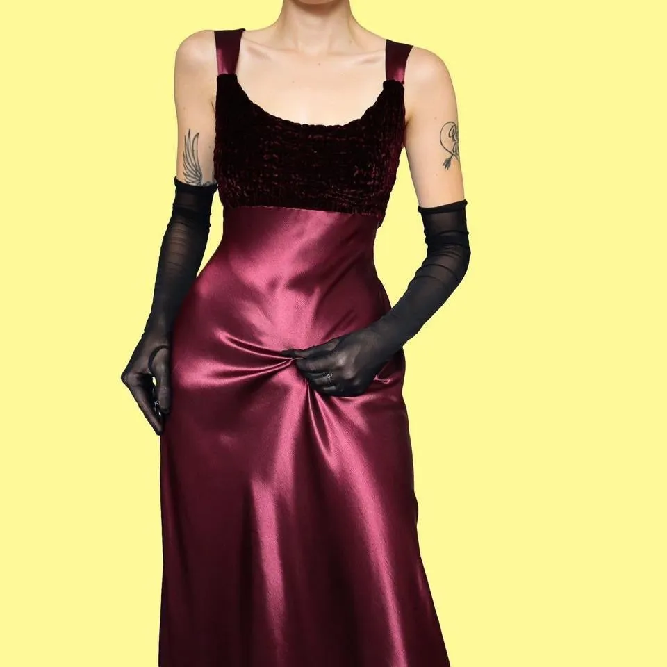 Silky red slip evening dress UK 14