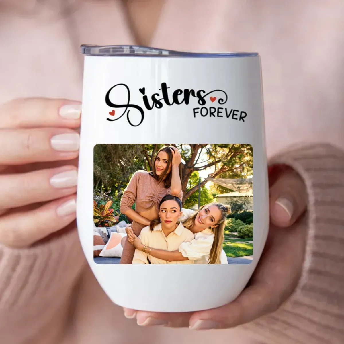 Sisters - Sisters Forever - Personalized Wine Tumbler (LH)