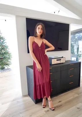 Solid Twist Front Maxi Dress