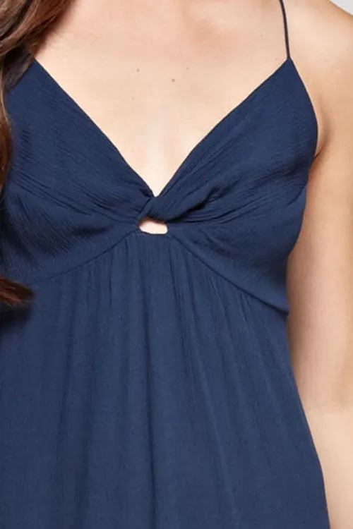 Solid Twist Front Maxi Dress