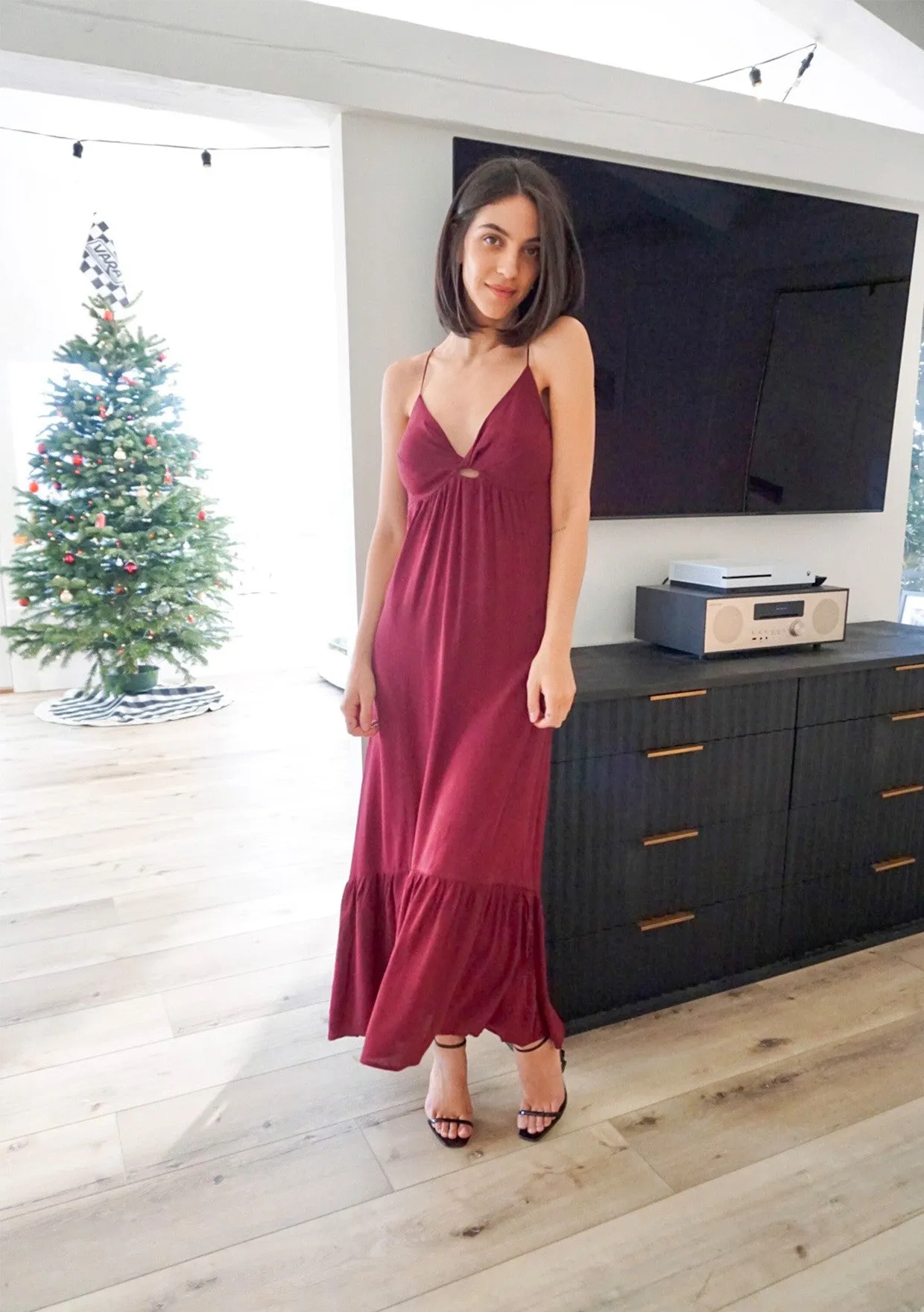 Solid Twist Front Maxi Dress