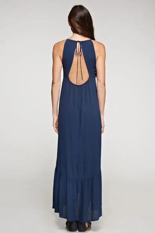 Solid Twist Front Maxi Dress