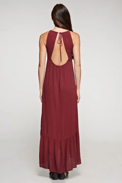 Solid Twist Front Maxi Dress
