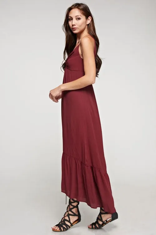 Solid Twist Front Maxi Dress