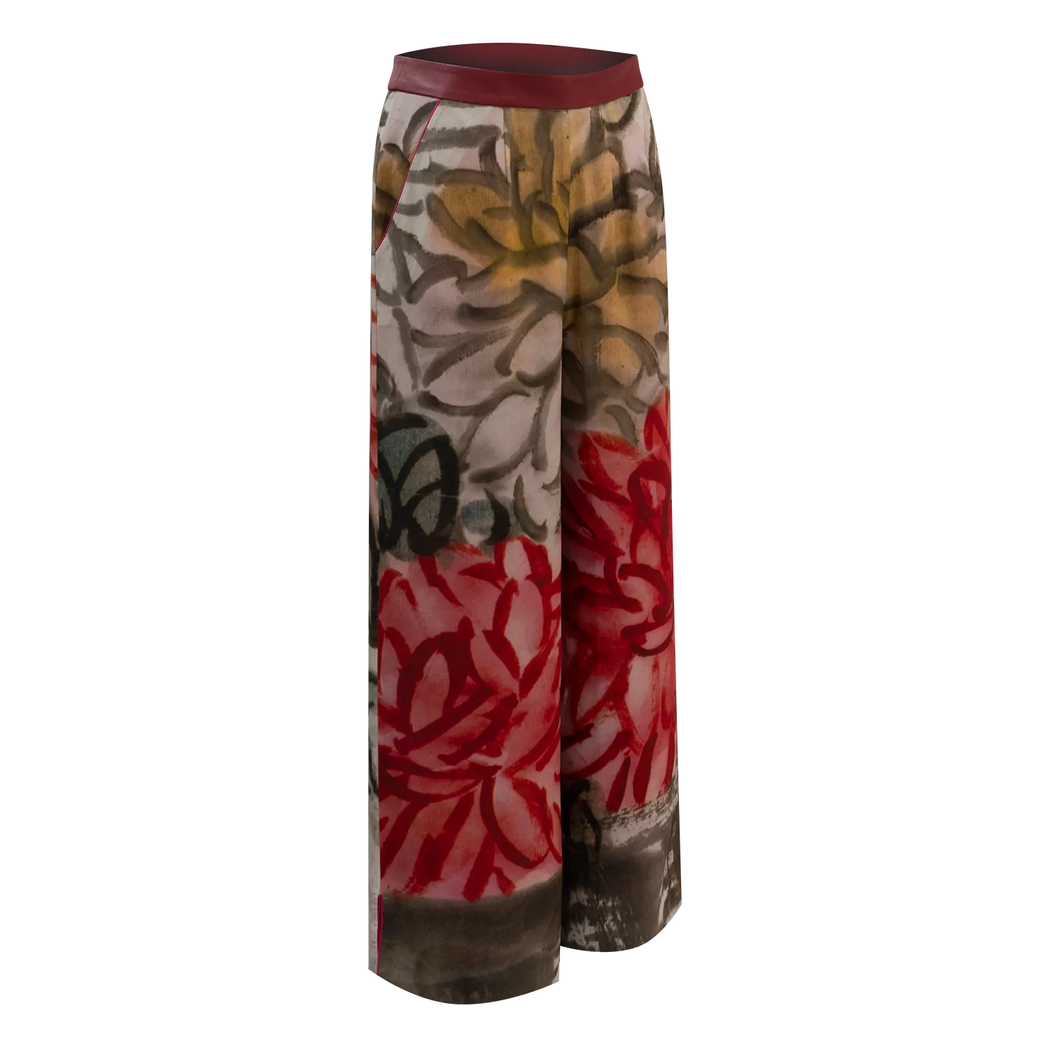 SPARKLE COLLECTION x HKMoA【WINE & CHRYSANTHEMUMS】100% Silk Cheongsam Wide-Legged Pants (延年壽酒)(齊白石)